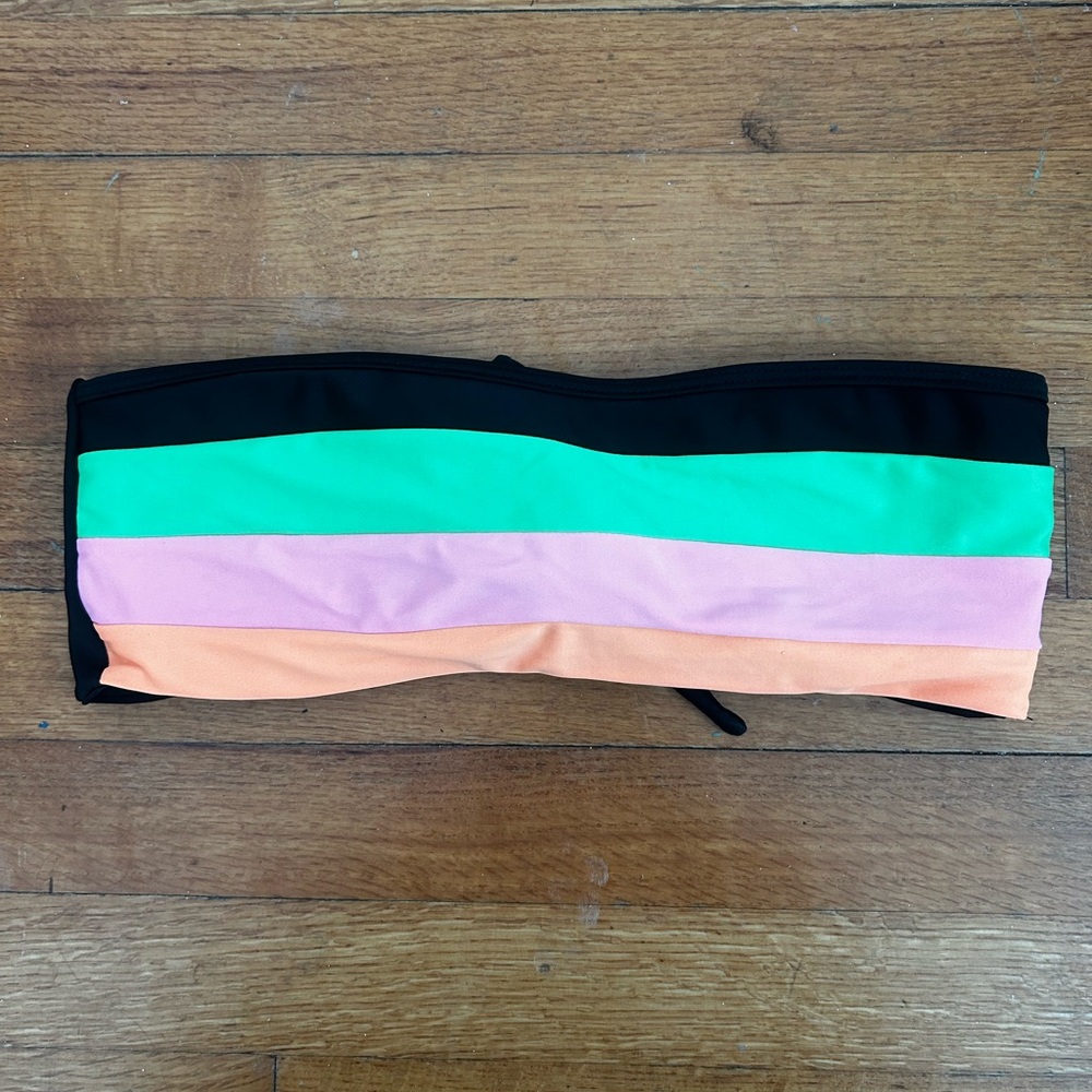 Block Striped Bikini Bandeau Top